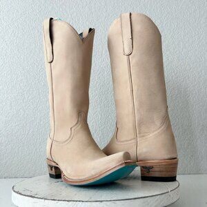Lane EMMA JANE Womens Cowboy Boots 7.5 Tan Leather Western Cowgirl Mid Calf Tall
